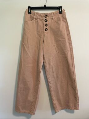 Miou Muse High Rise Wide Leg Crop Pants with a Button Fly Women’s Size Small